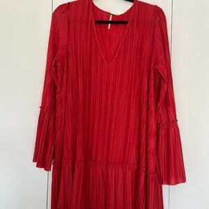 FREE PEOPLE - Red Long Sleeve Flowy Dress - Size M